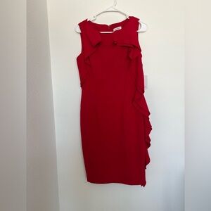 Calvin Klein Red Ruffle Mini Dress